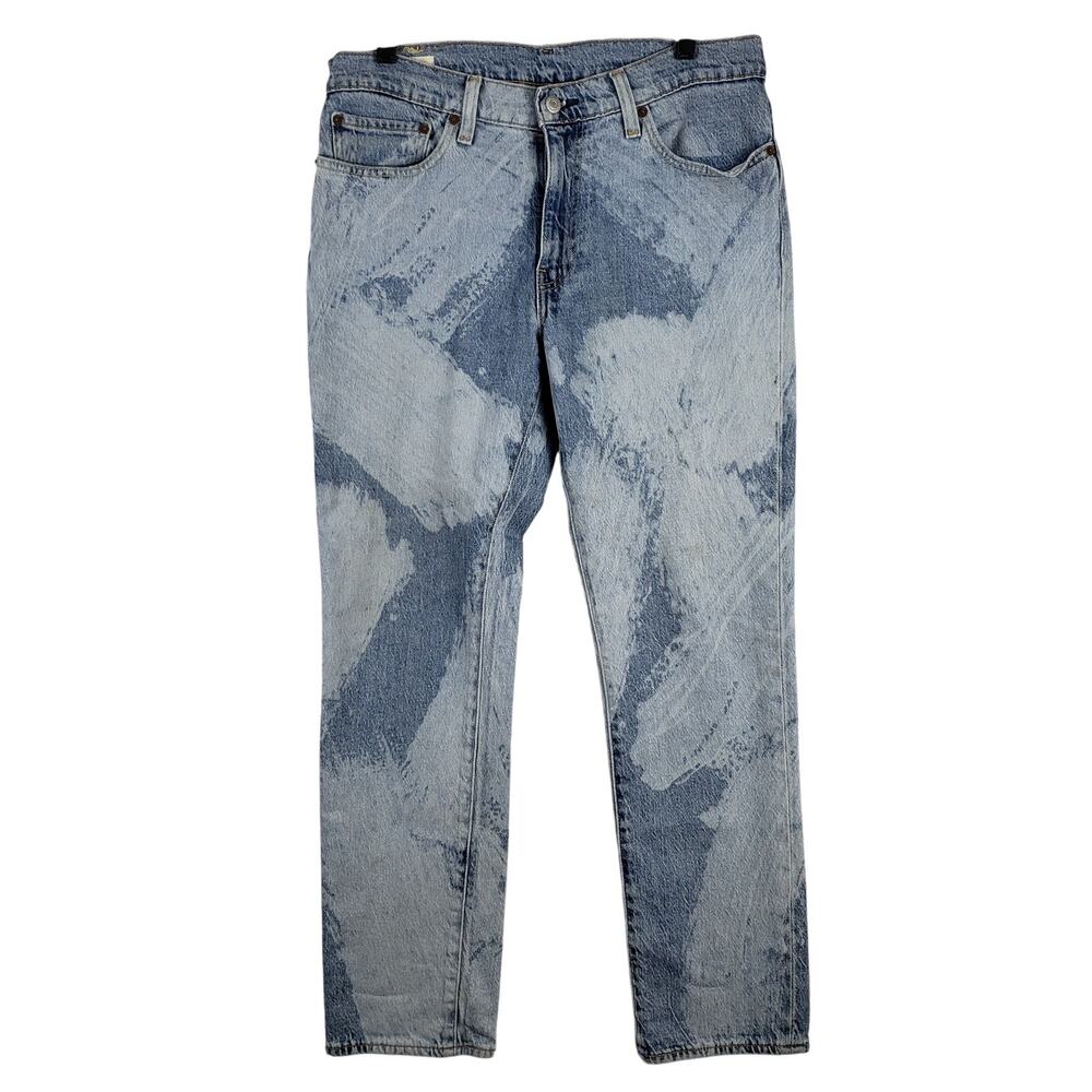 Levi's Men's 34 Reworked Selvedge Jeans Light Wash Custom Brush‎ Stroke Pattern